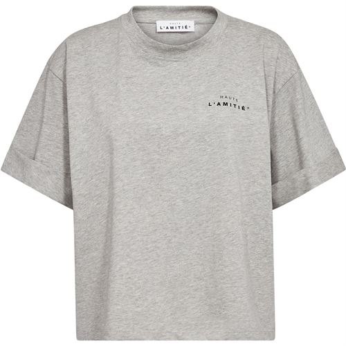 HAUTE L`AMITIÉ T-SHIRT, HL CREW NECK CROP TEE, GREY MELANGÉ
